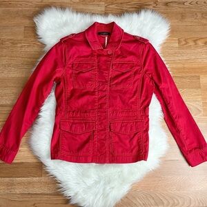 Talbots military utility style short jacket inner drawstring red Small Petite
